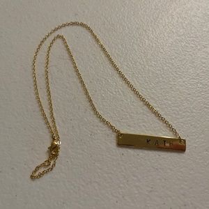 Bar necklace personalized with “Kate”, gold plated bar Kate necklace